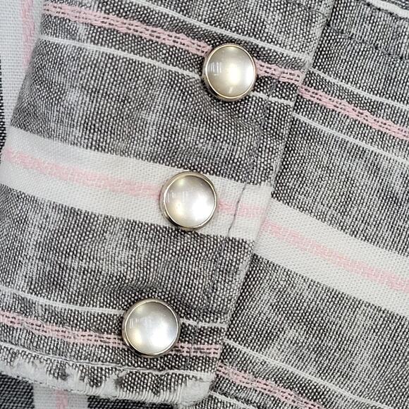 Vintage 90s Panhandle Slim Stripes Shirt M/L 22x30 Gray Pink - Picture 10 of 12